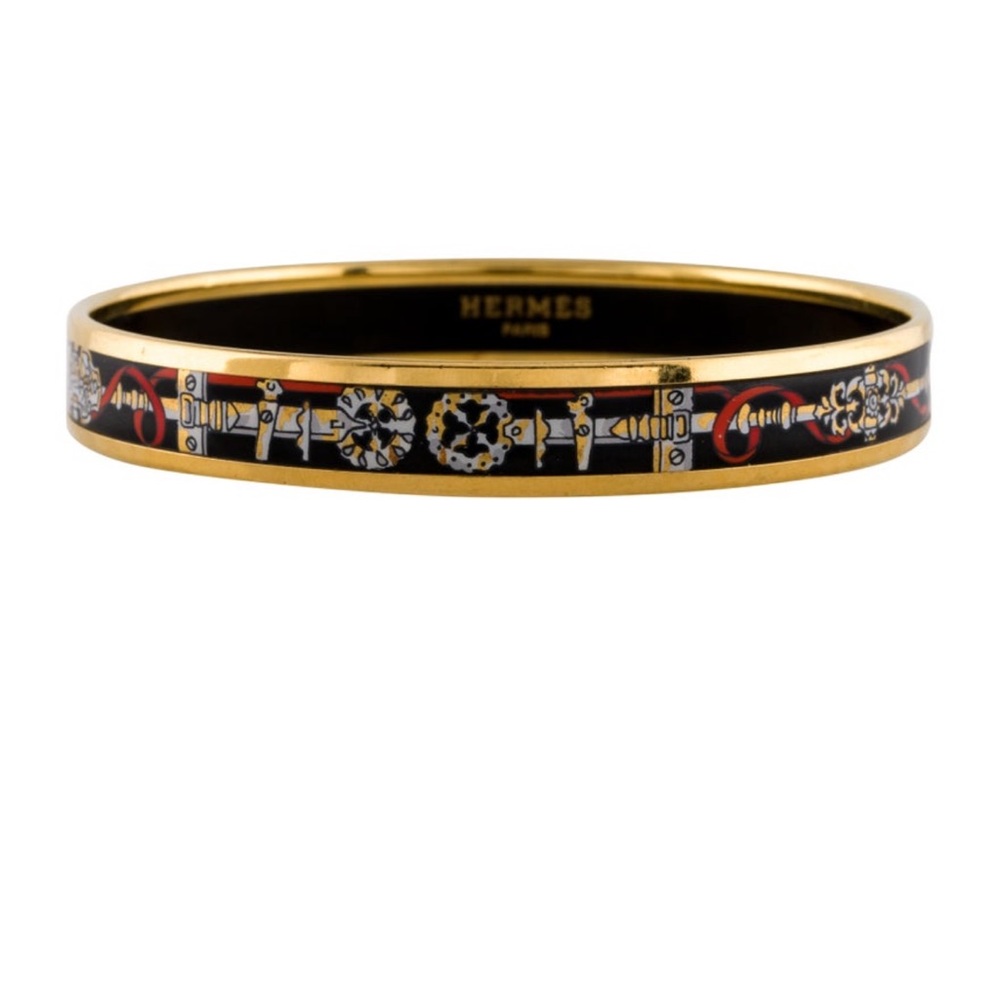 Hermès Gold and Black Enamel Bracelet